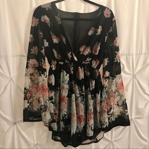 NWOT Floral Romper with Bell Sleeves